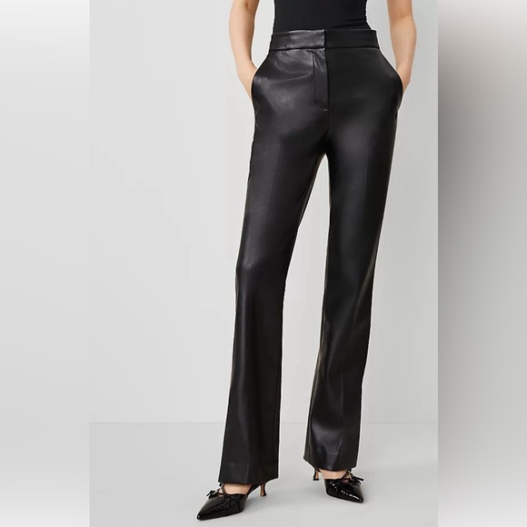 Ann Taylor Pants - Faux leather flare pants with vent hem.